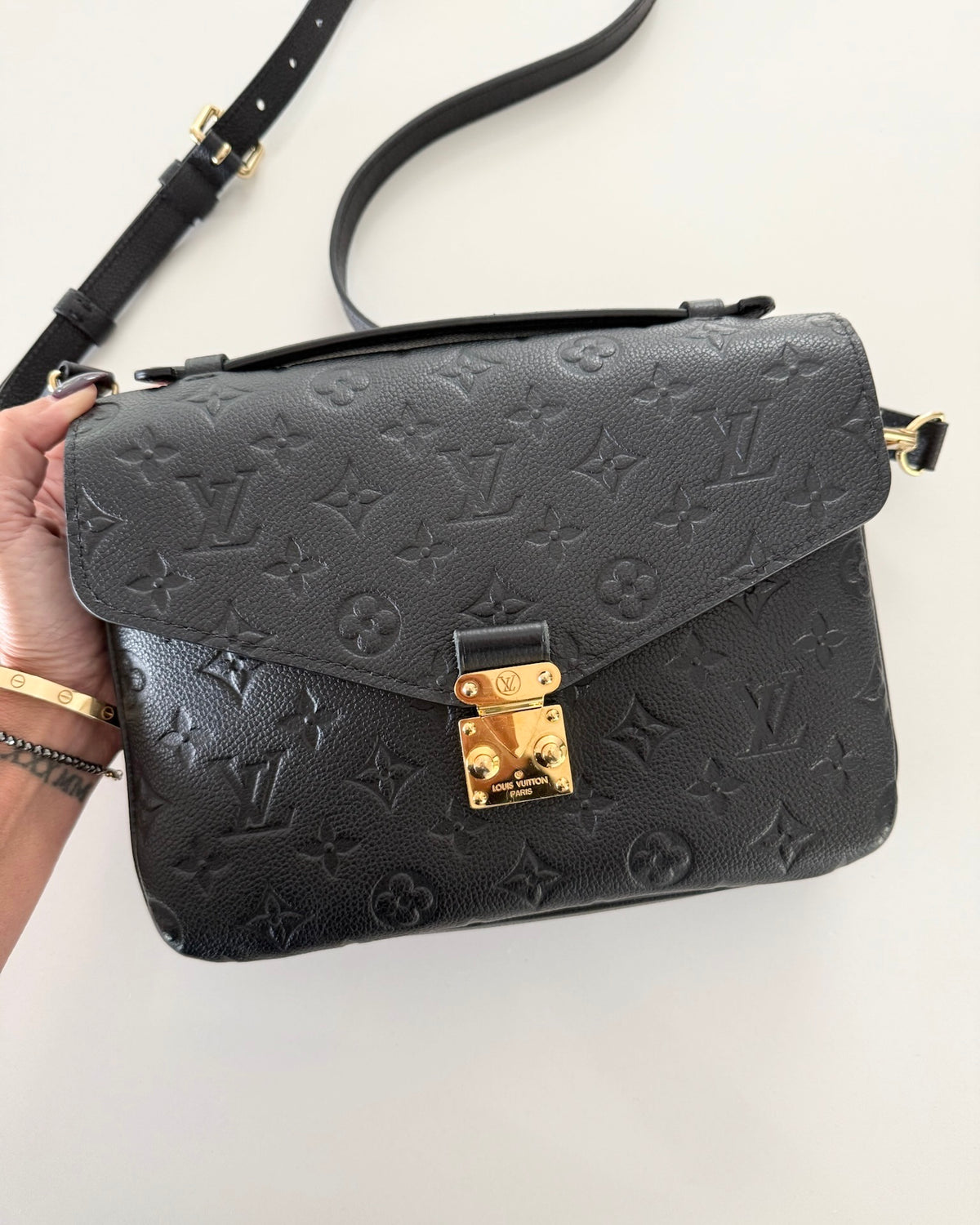 Louis Vuitton Black Monogram Empreinte Leather Pochette Metis Bag