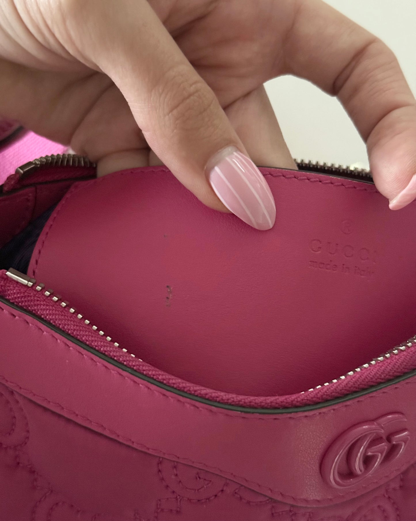 Gucci Pink Nylon Matelasse Handbag with Two Straps
