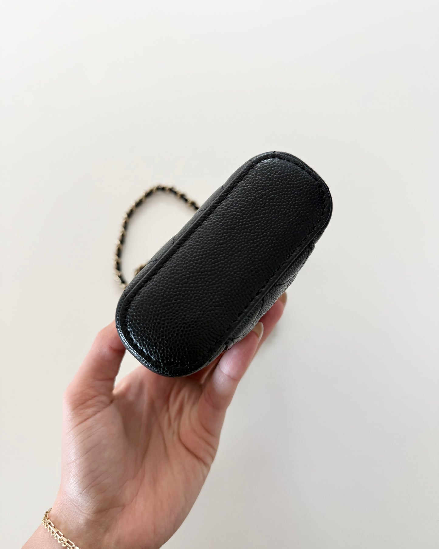 Chanel Black Caviar Quilted Small Vertical Coco Beauty Vanity Case