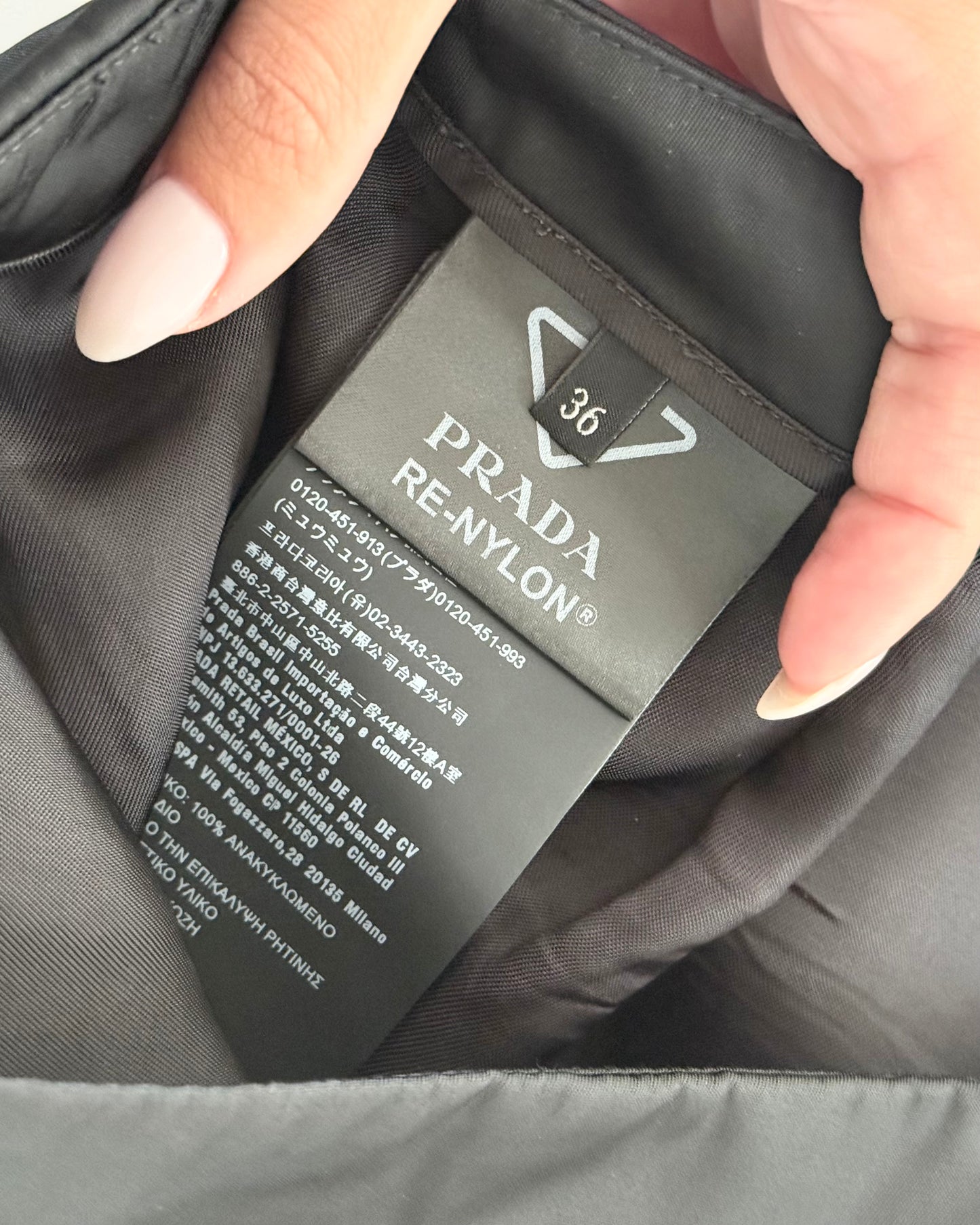 Prada are Nylon Black Mini Logo Skirt Size 36