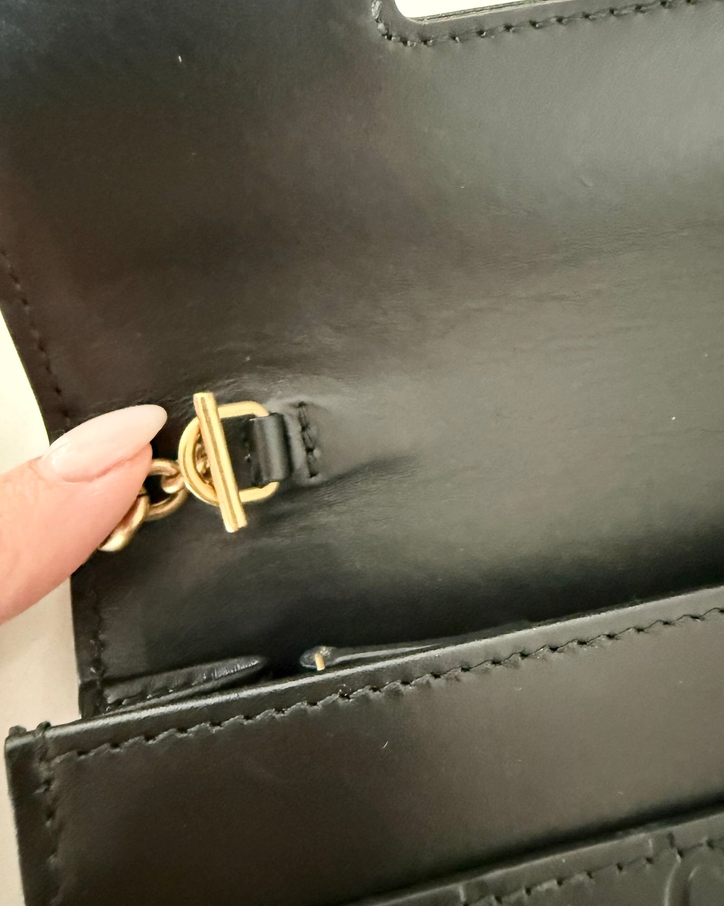 Gucci Black Guccissima Crystal Cat WOC