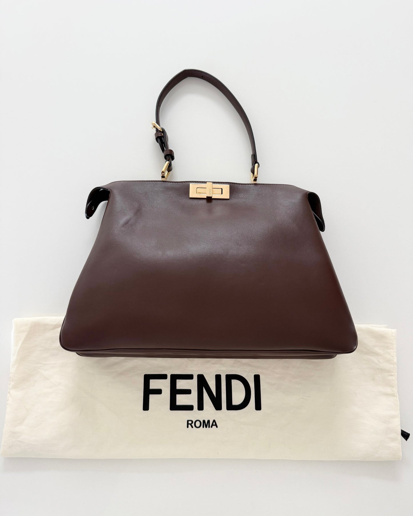 Fendi Dark Brown Leather Soft Large Peekaboo Bag from 2024