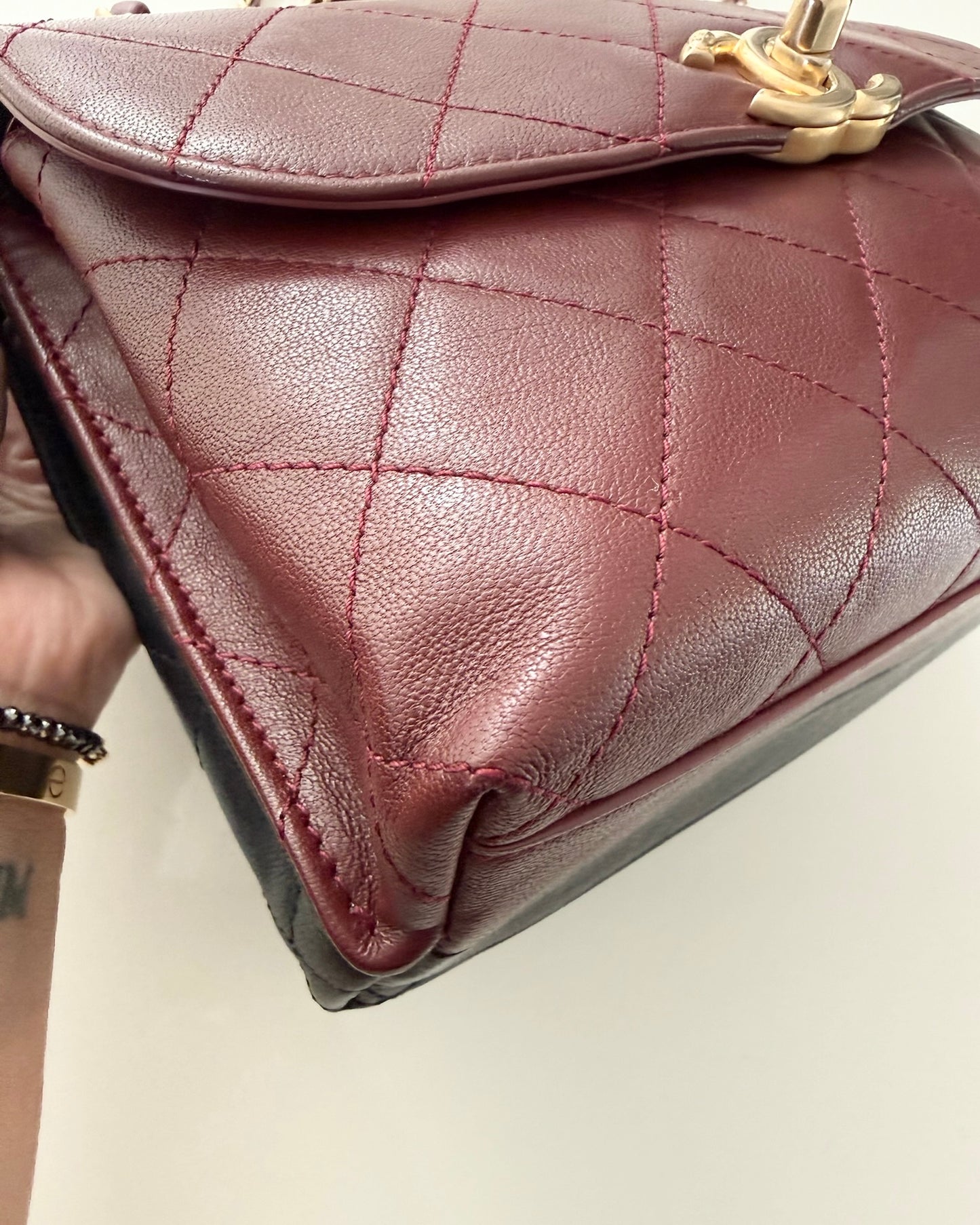 Chanel Burgundy and Black Double Sided Frame Flap Bag 28 series from 2019