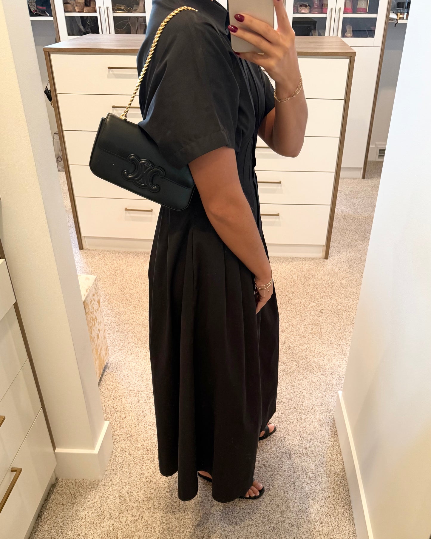 Celine Black Triomphe Claude Chain Small Shoulder Bag