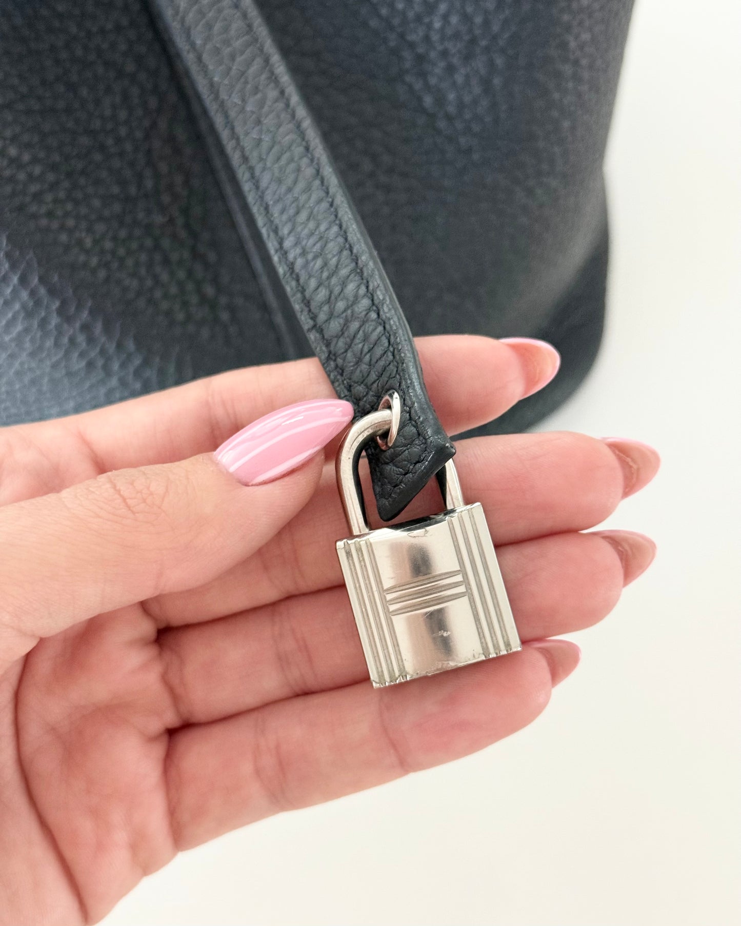 Hermes Black Clemence Picotin 22 with Palladium Hardware from 2020 (Y)
