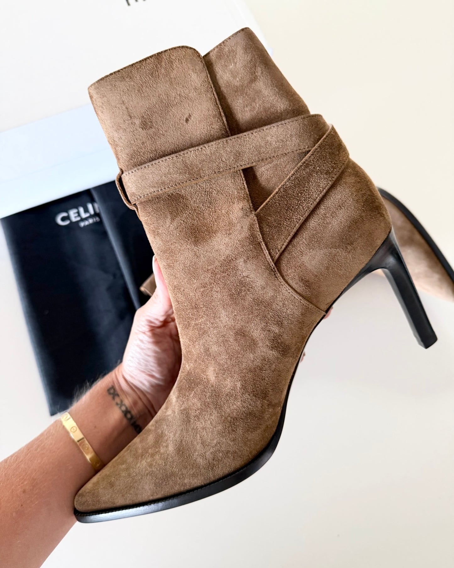 Celine Verneuil Jodphur in Suede Camel Boots Size 41