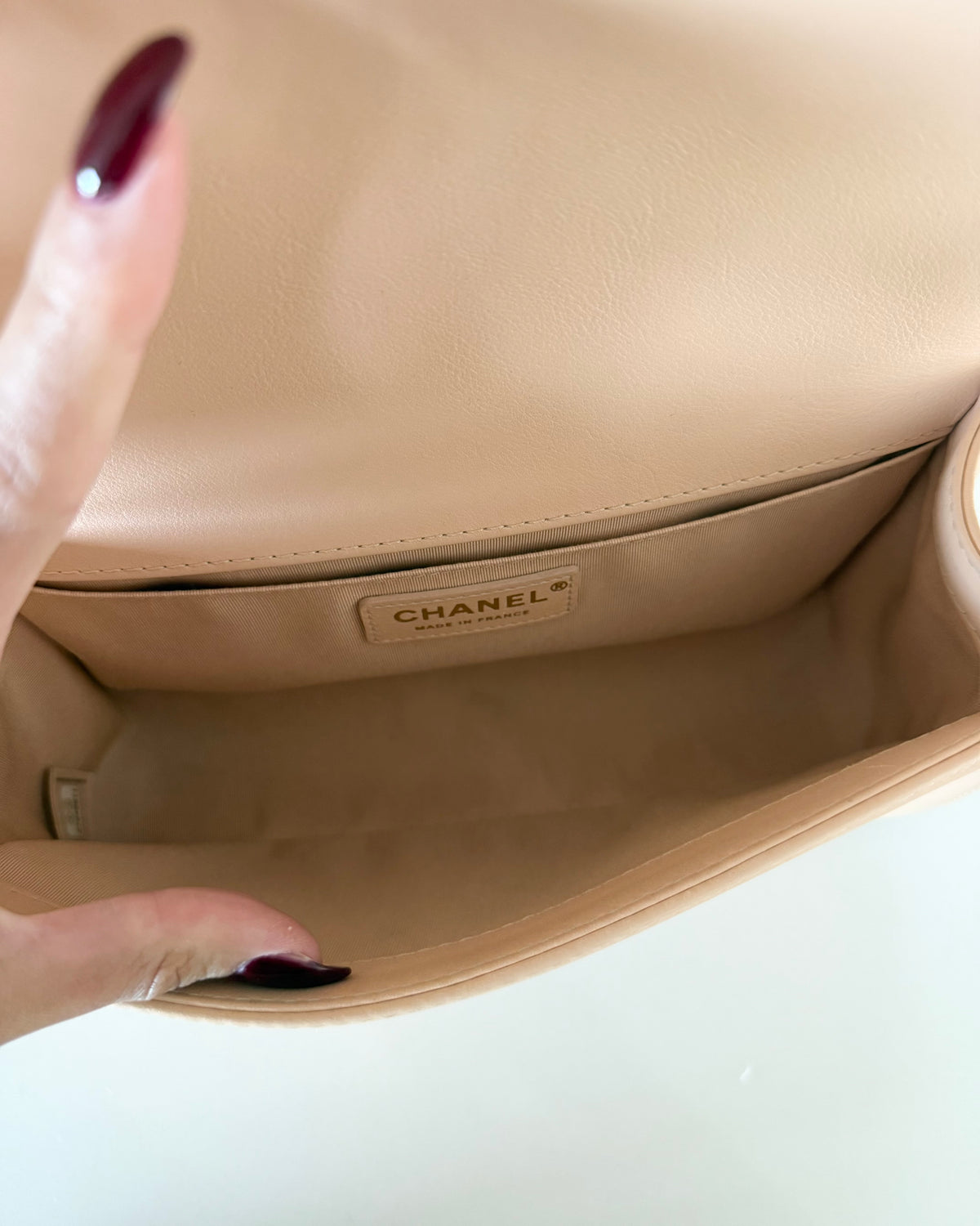 Chanel Rare Blush Leather Top Handle Medium Boy Bag 27 series from 2019