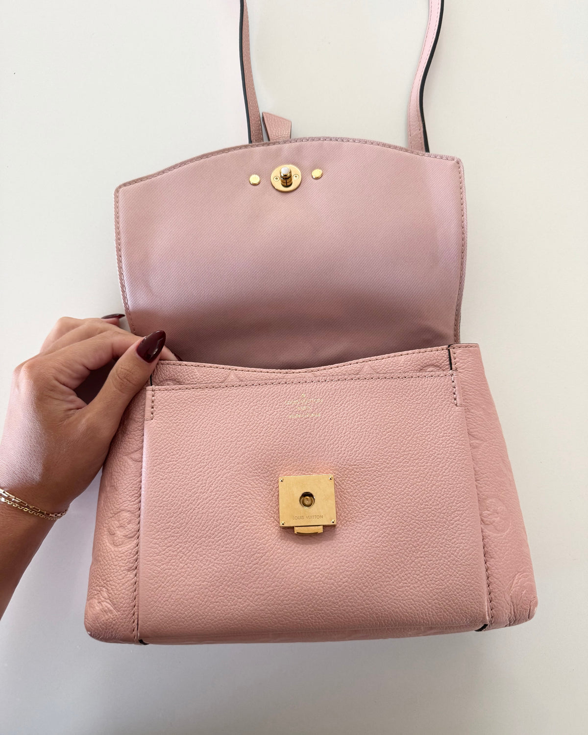 Louis Vuitton Pink/Rose Poudre Monogram Empreinte Leather Blanche BB Bag from 2018