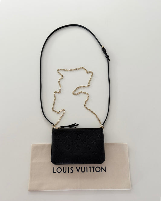 Louis Vuitton Black Monogram Empreinte Double Zip Pochette Bag
