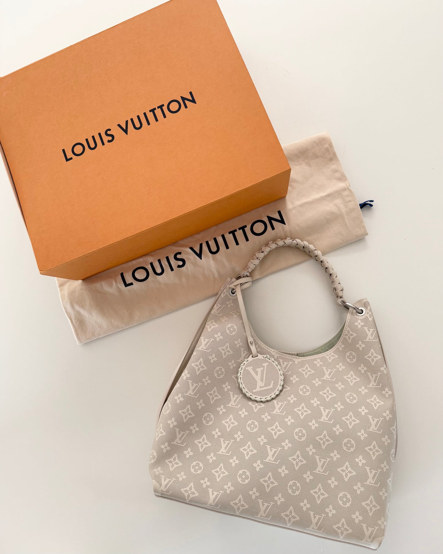 Louis Vuitton Limited Edition White Monogram Mahina Bag with Mint Interior