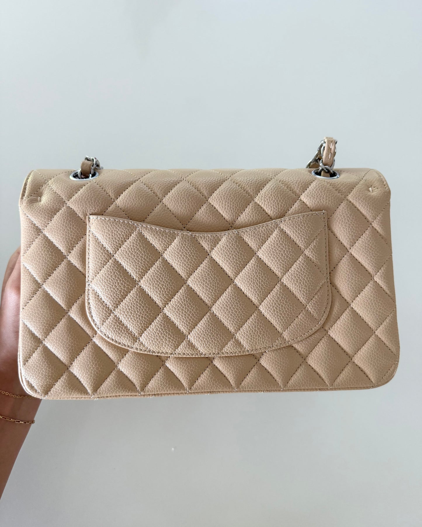 Chanel Limited Edition Beige Caviar Leather Classic Medium Double Flap