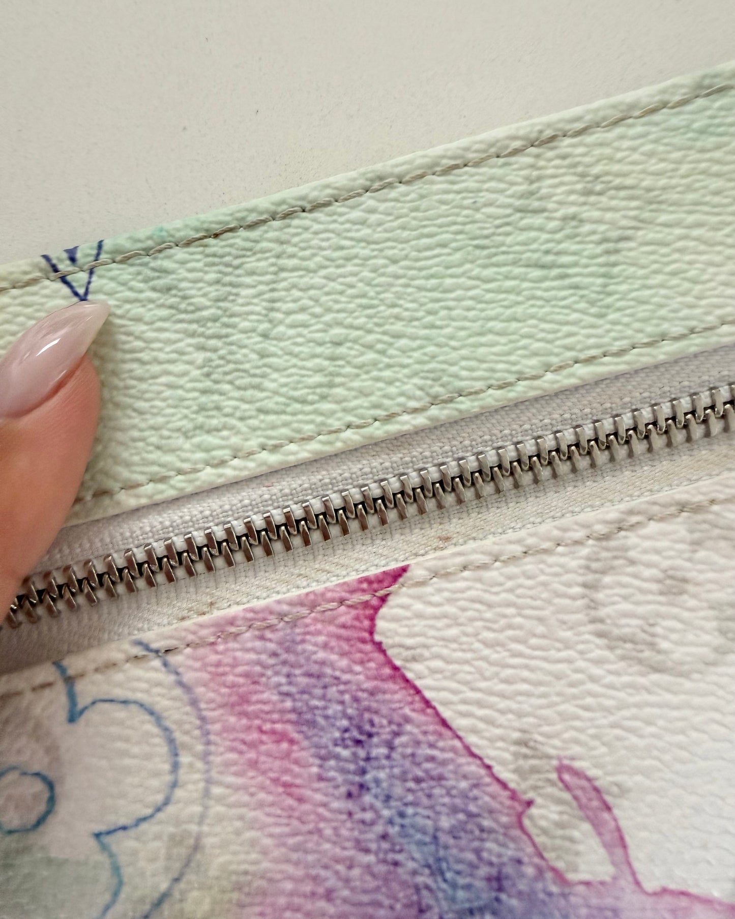 Louis Vuitton Watercolor and White Leather Weekend Tote GM