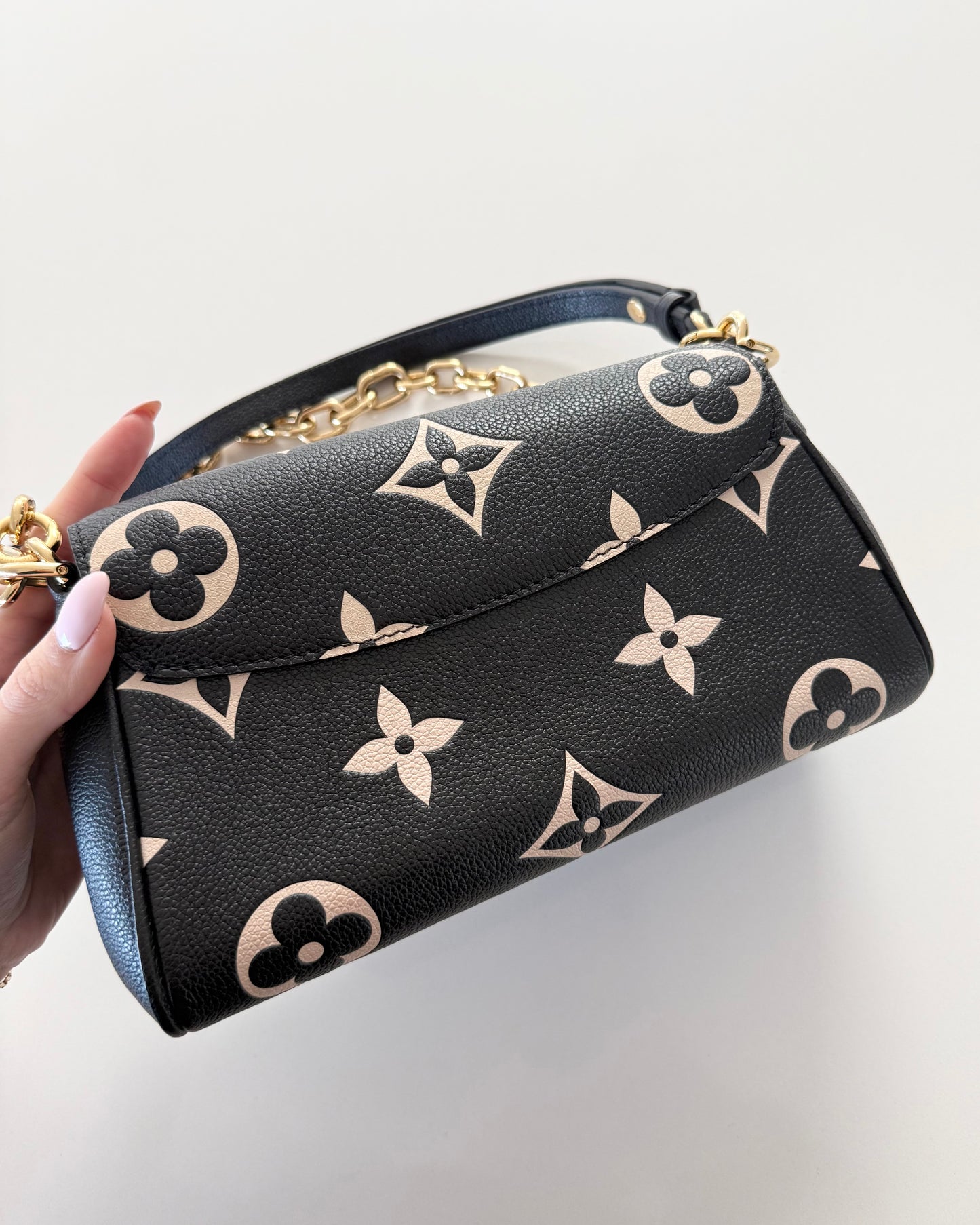 Louis Vuitton Black and Creme Monogram Empreinte Favorite NM Bag