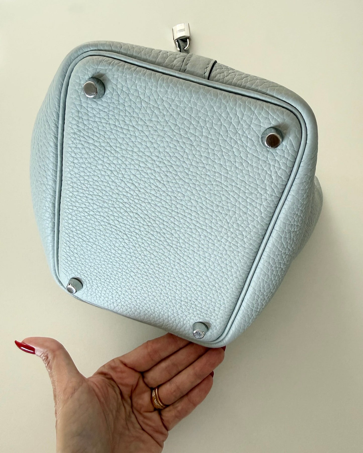 Hermes Bleu Pale Clemence Picotin 18 with Palladium Hardware