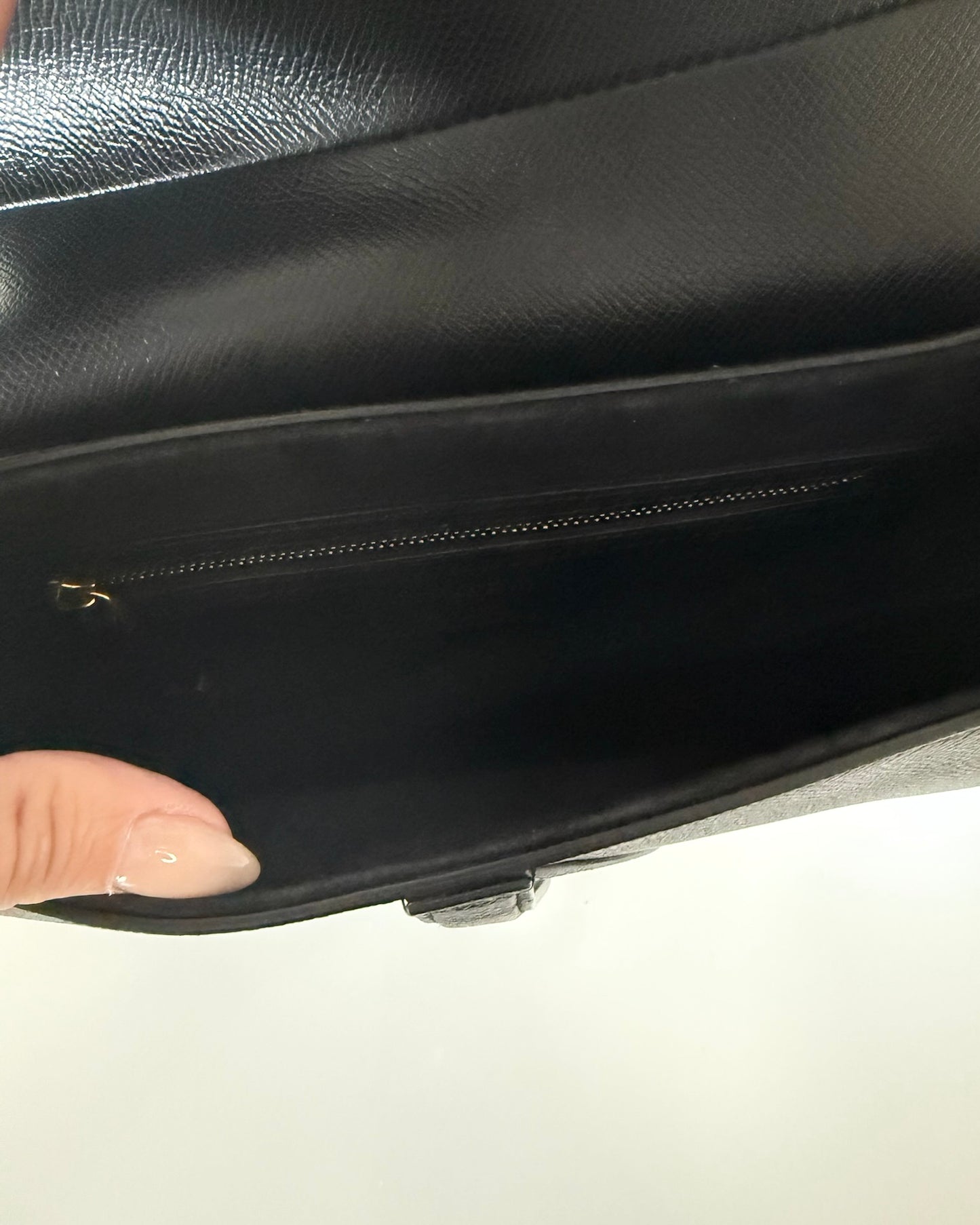 Christian Dior Black Grained Leather Saddle Bag