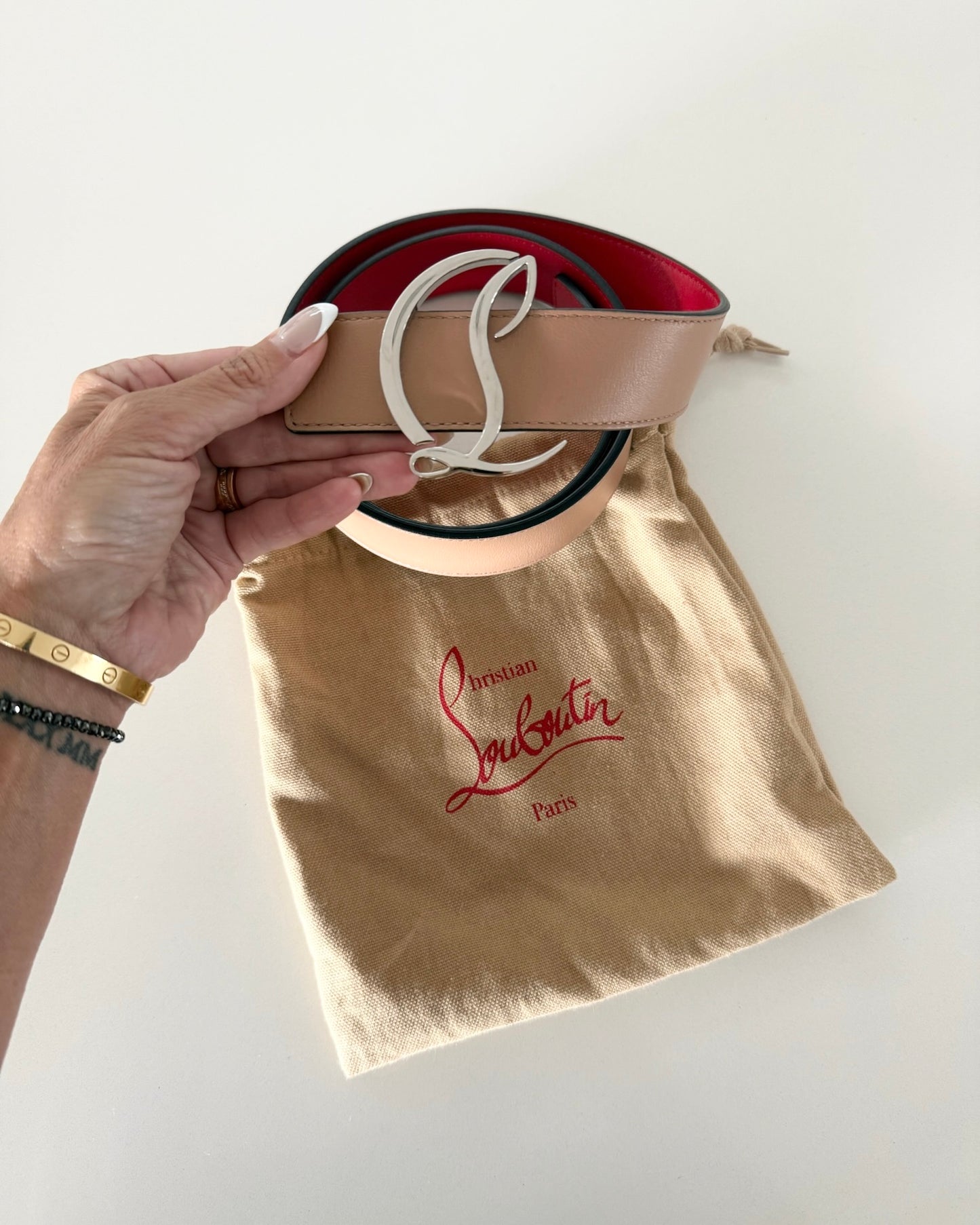 Christian Louboutin Nude Logo Belt