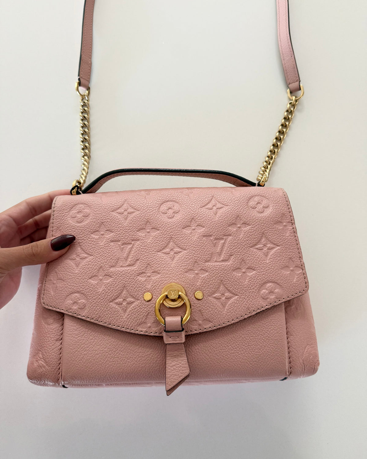 Louis Vuitton Pink/Rose Poudre Monogram Empreinte Leather Blanche BB Bag from 2018