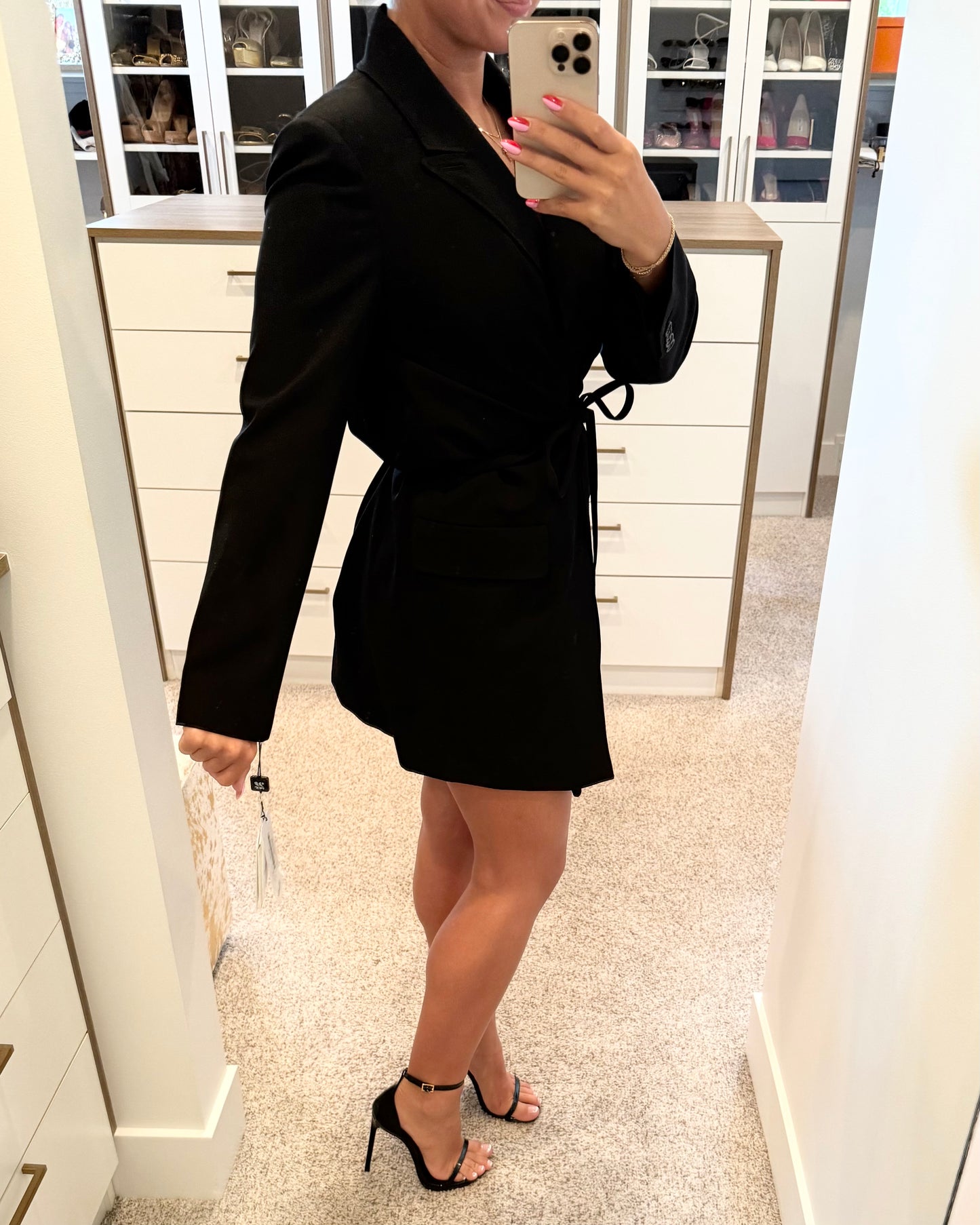 Valentino Black Bow-Tie Blazer Jacket Mini Dress Size 42