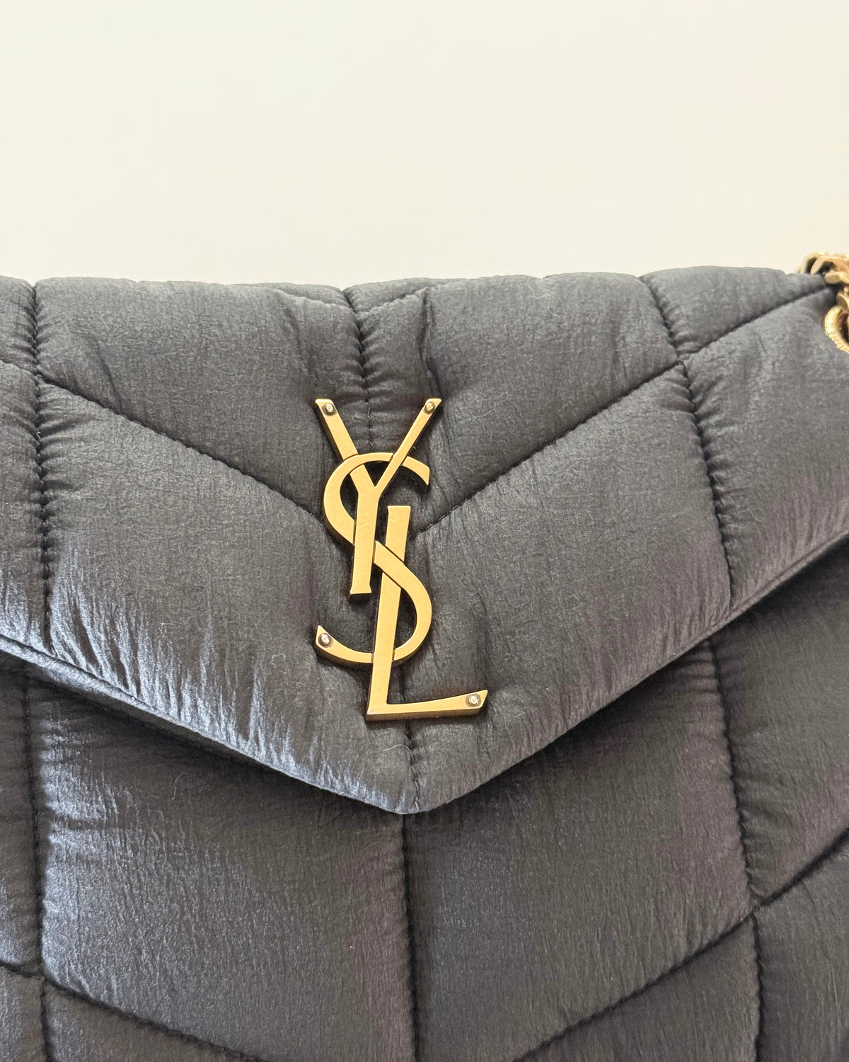 Saint Laurent Black Quilted Nylon Small Puffer Loulou Bag from 2023