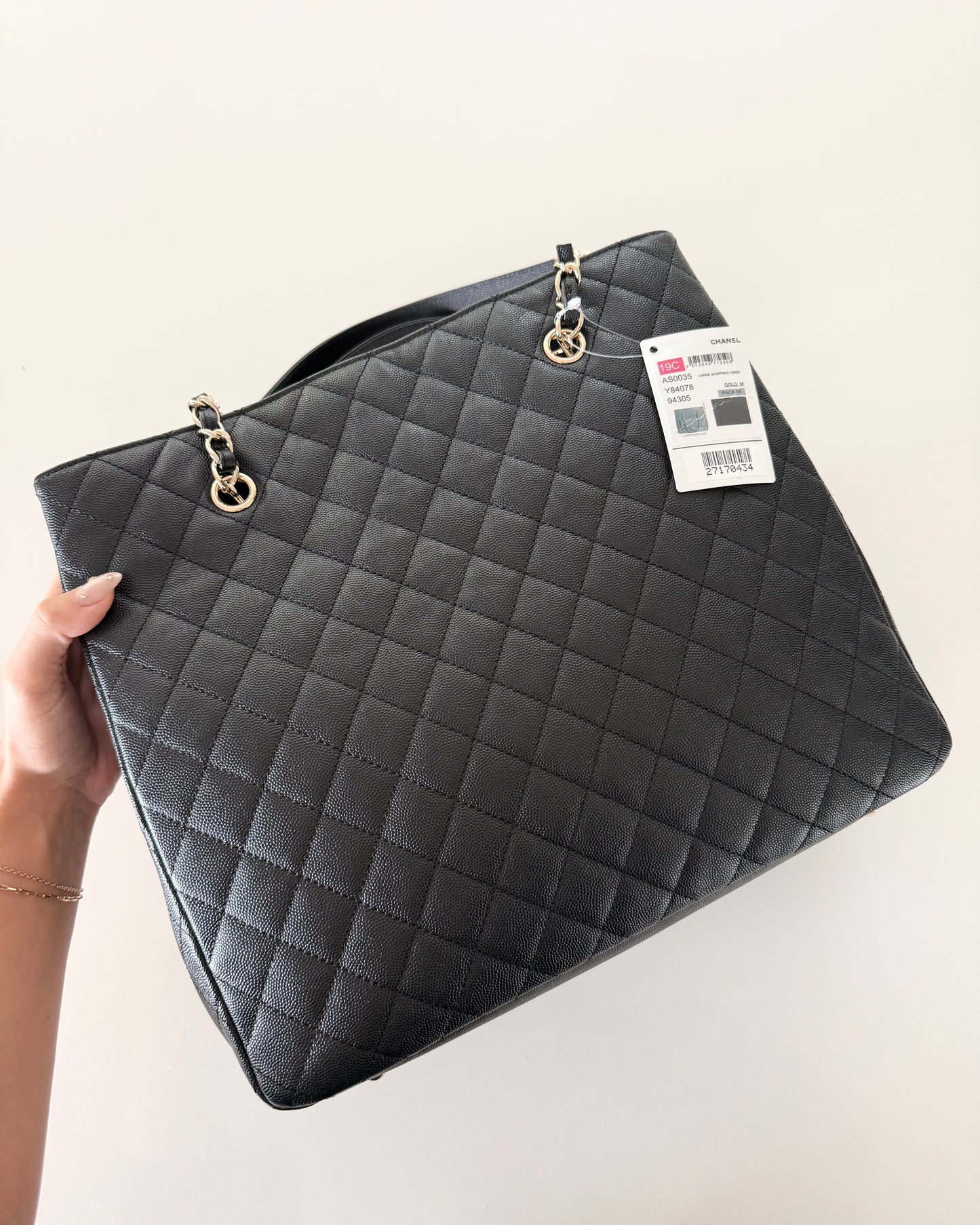 Chanel Black Caviar Front Pocket Large Day Tote