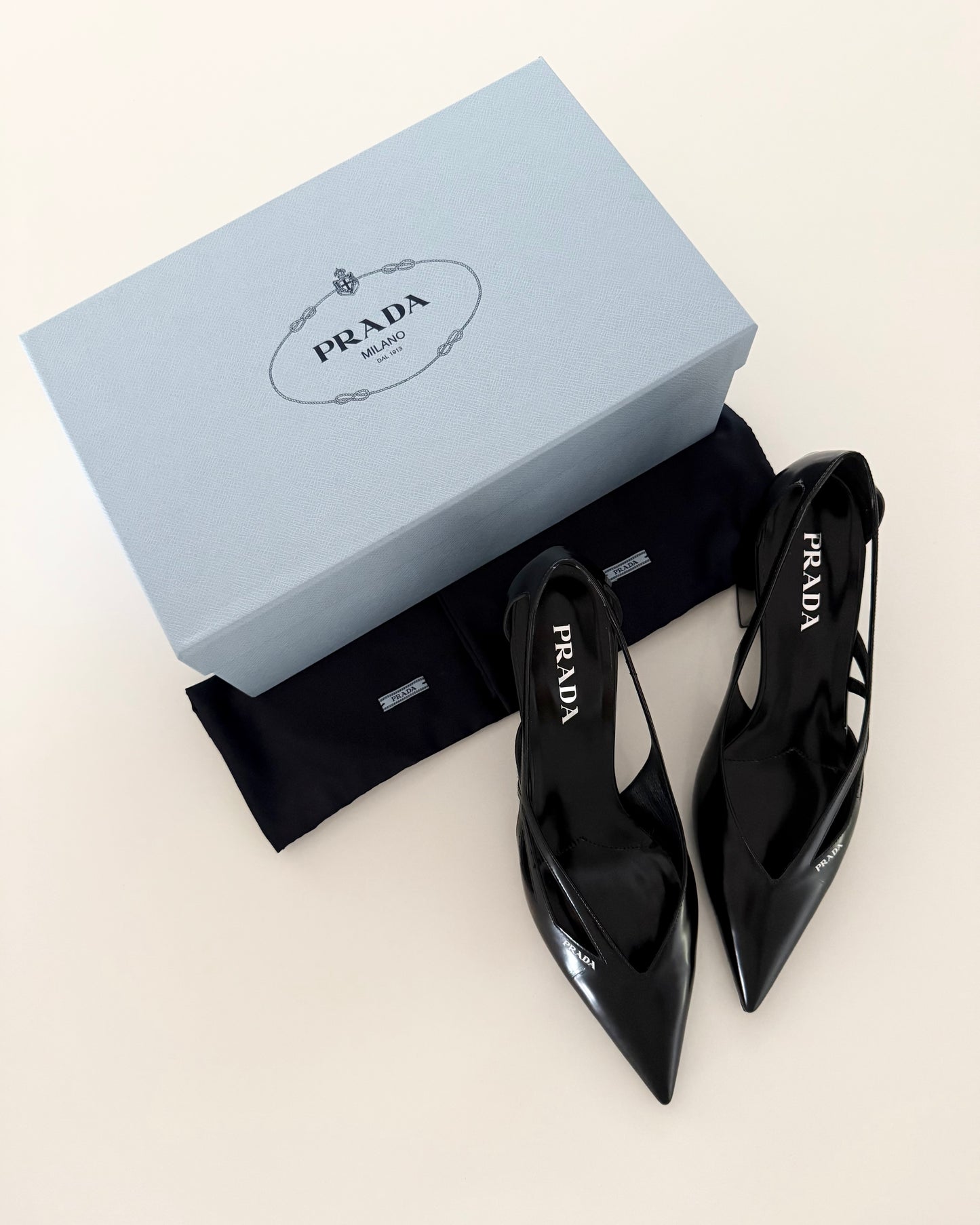 Prada Black Leather Cut Out Pumps Size 41