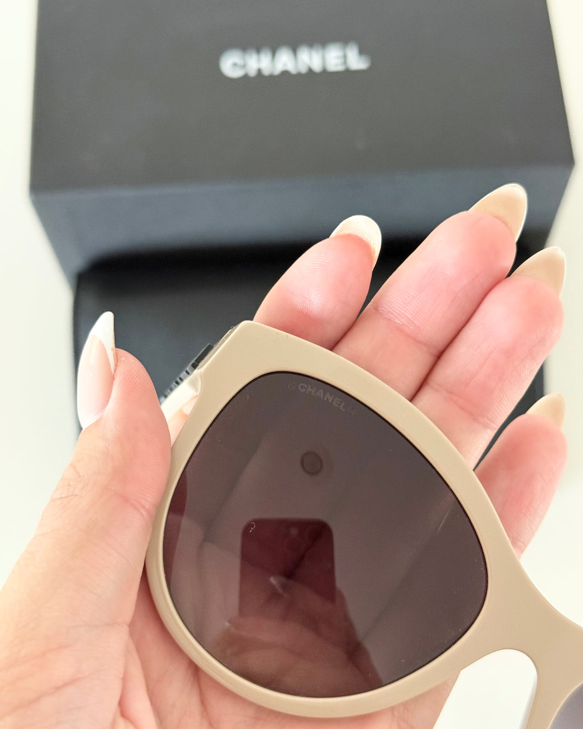 Chanel Beige Round Sunglasses