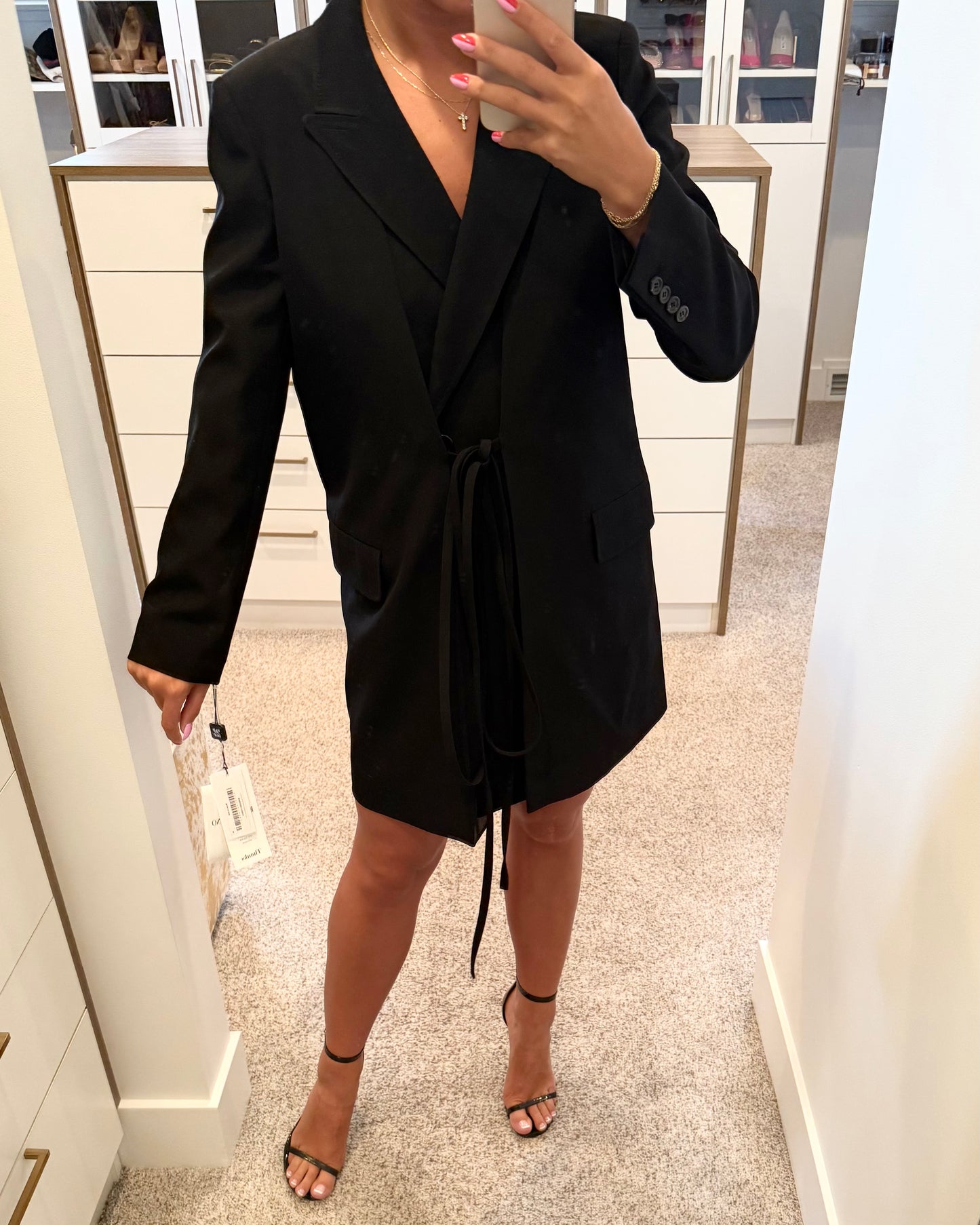 Valentino Black Bow-Tie Blazer Jacket Mini Dress Size 42