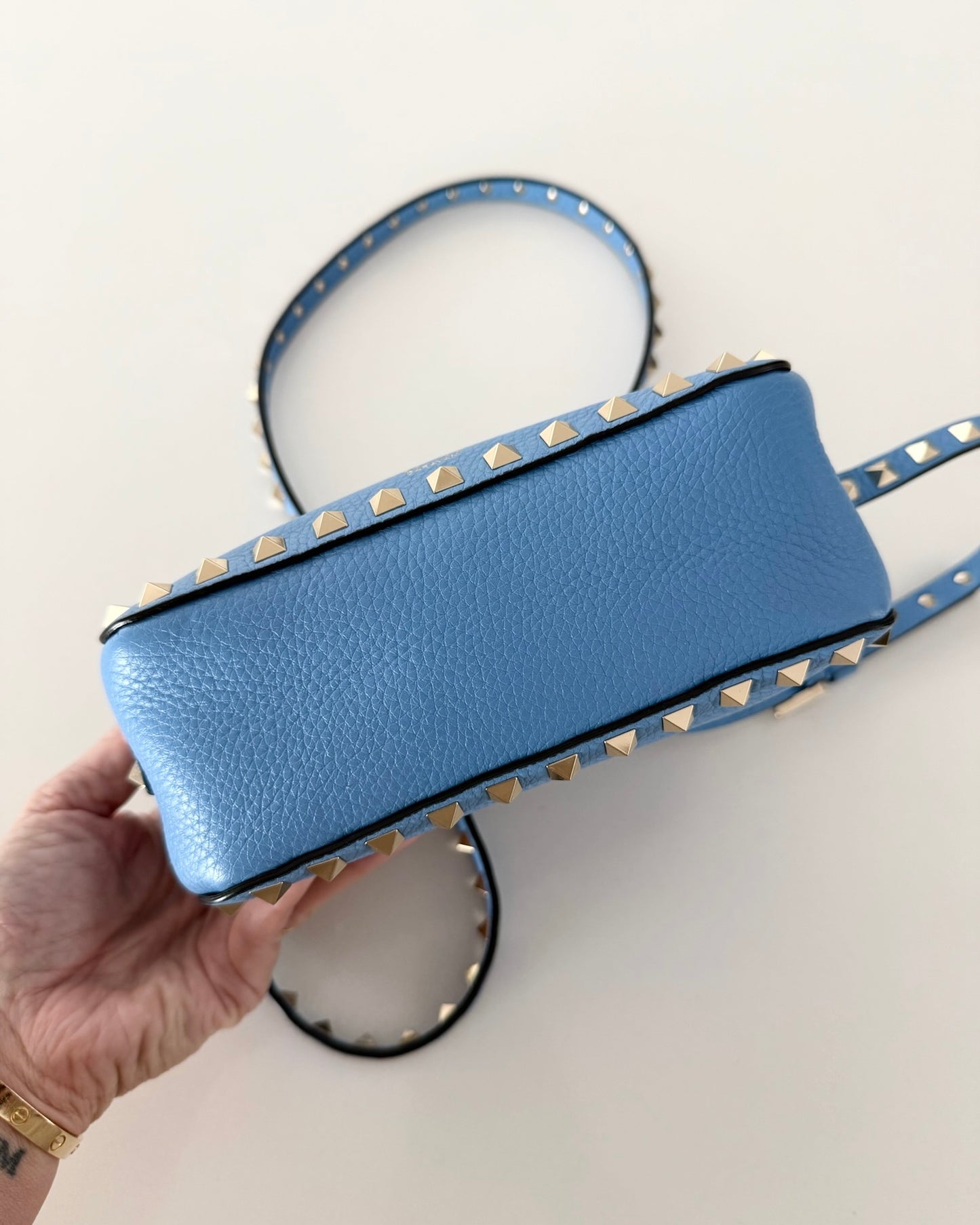 Valentino Blue Leather Rockstud Camera Bag Crossbody