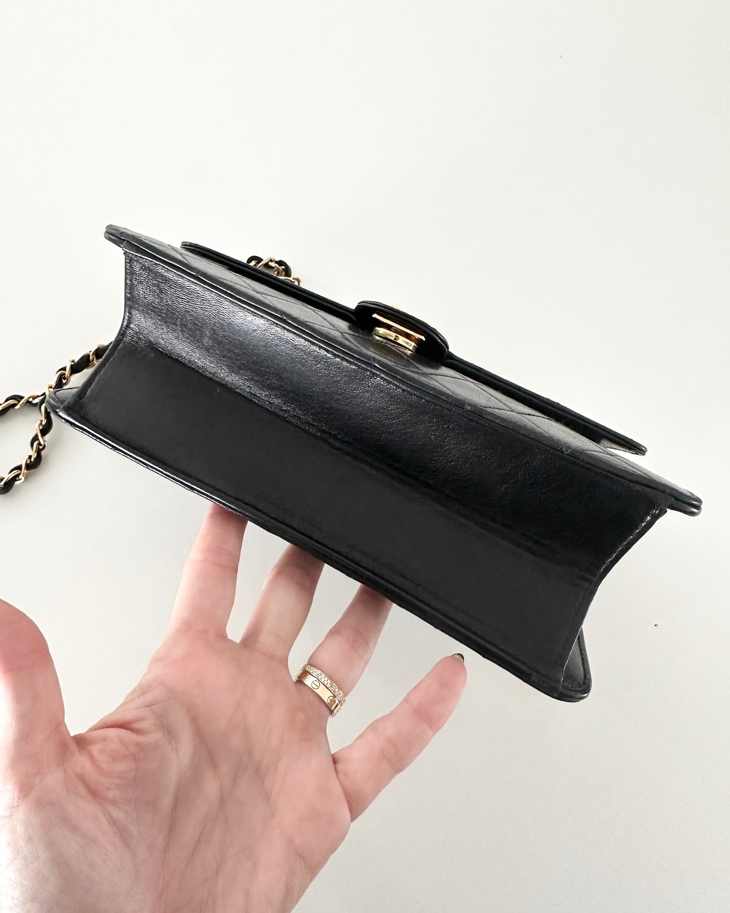 Chanel Vintage Black Lambskin Square Single Flap
