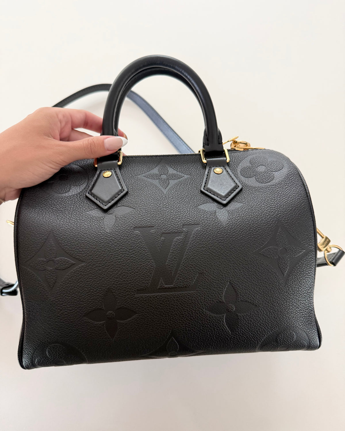 Louis Vuitton Black Monogram Giant Empreinte Leather Speedy 25 NM Bandouliere