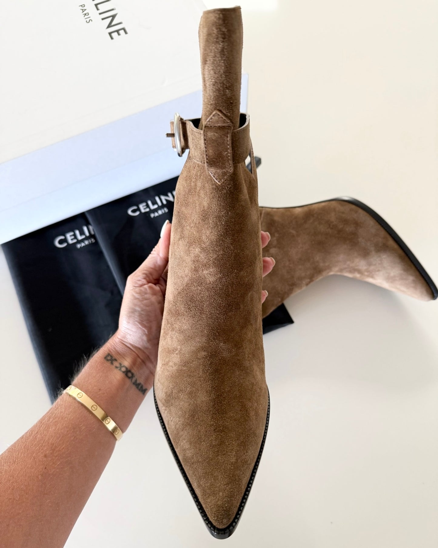 Celine Verneuil Jodphur in Suede Camel Boots Size 41