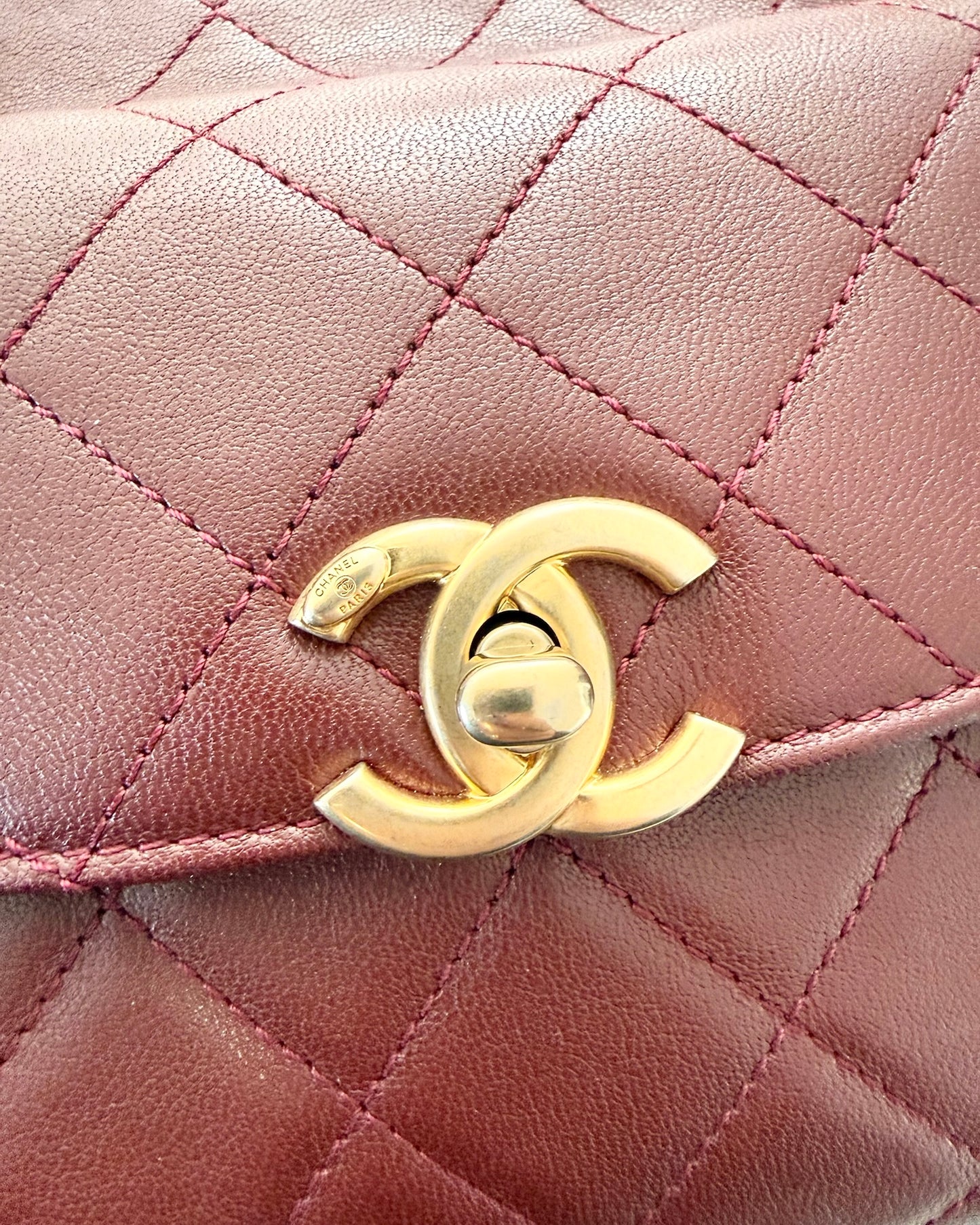 Chanel Burgundy and Black Double Sided Frame Flap Bag 28 series from 2019