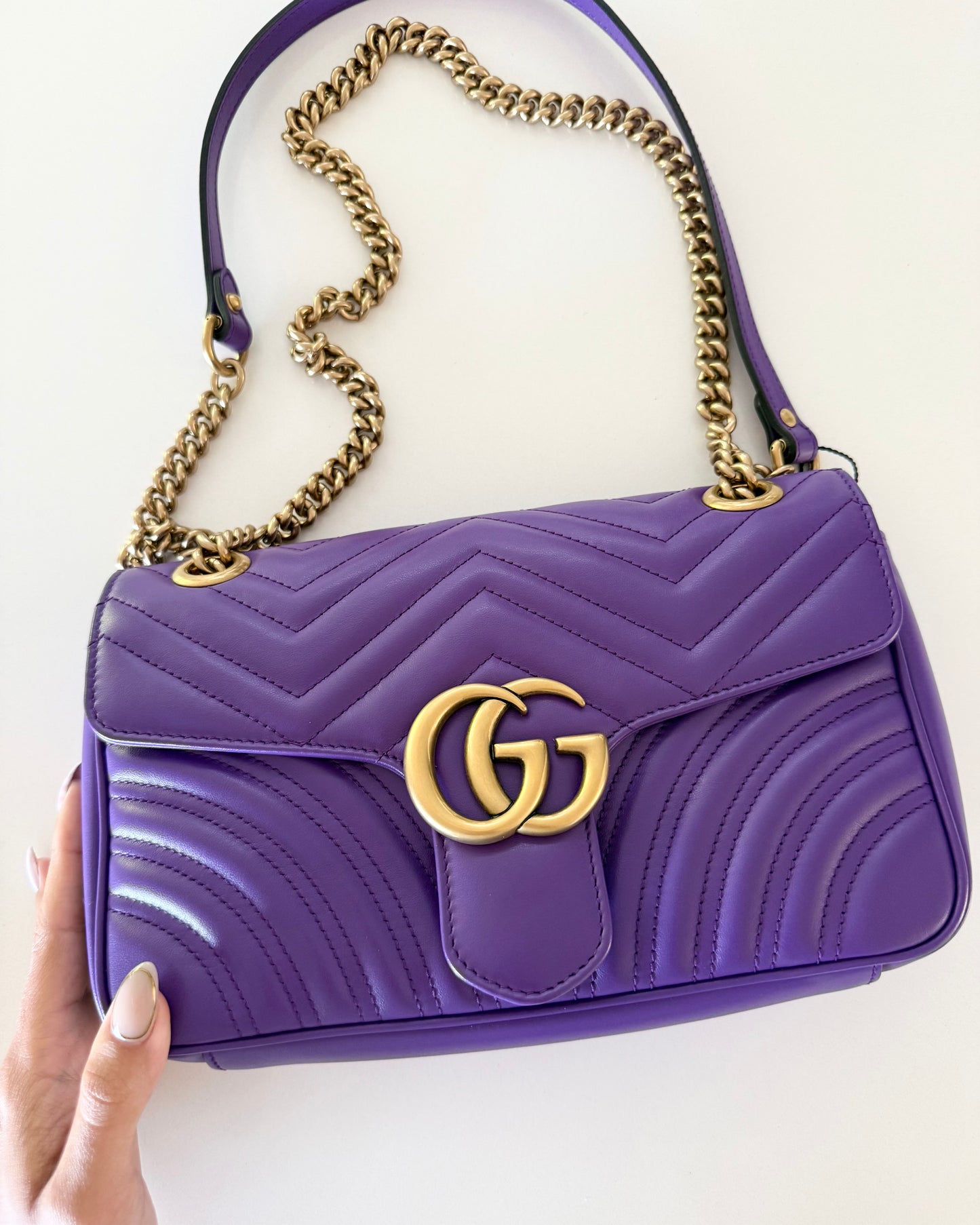 Gucci Limited Edition Purple Leather Medium Marmont Matelasse Bag