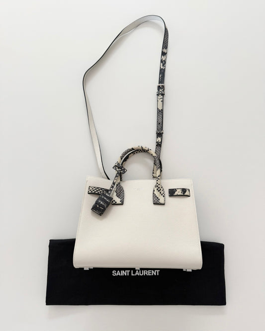 Saint Laurent Ivory Leather and Snake Embossed Sac de Jour Tote from 2016