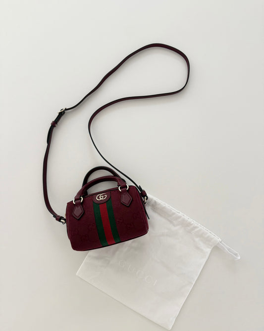Gucci Red Canvas Leather Mini Boston Crossbody