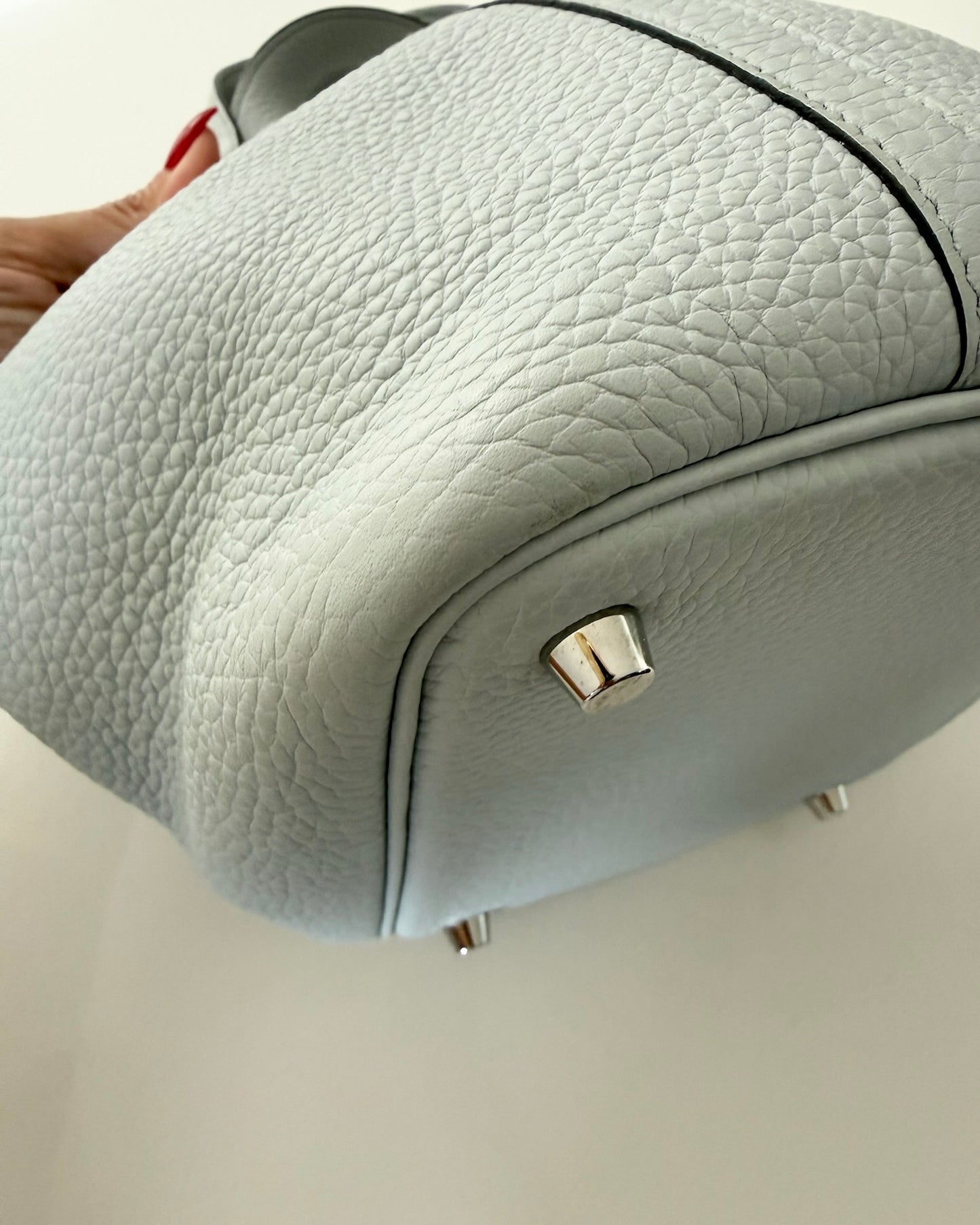 Hermes Bleu Pale Clemence Picotin 18 with Palladium Hardware