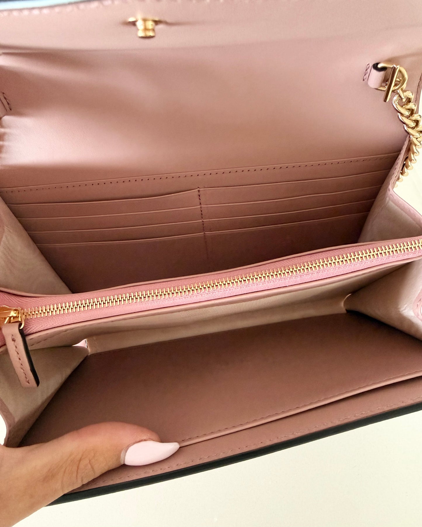 Gucci Pink Embossed Logo Leather Crossbody
