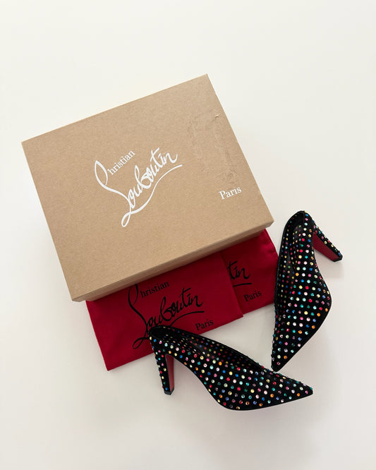 Christian Louboutin Crystal Multicolor Mules Size 37.5