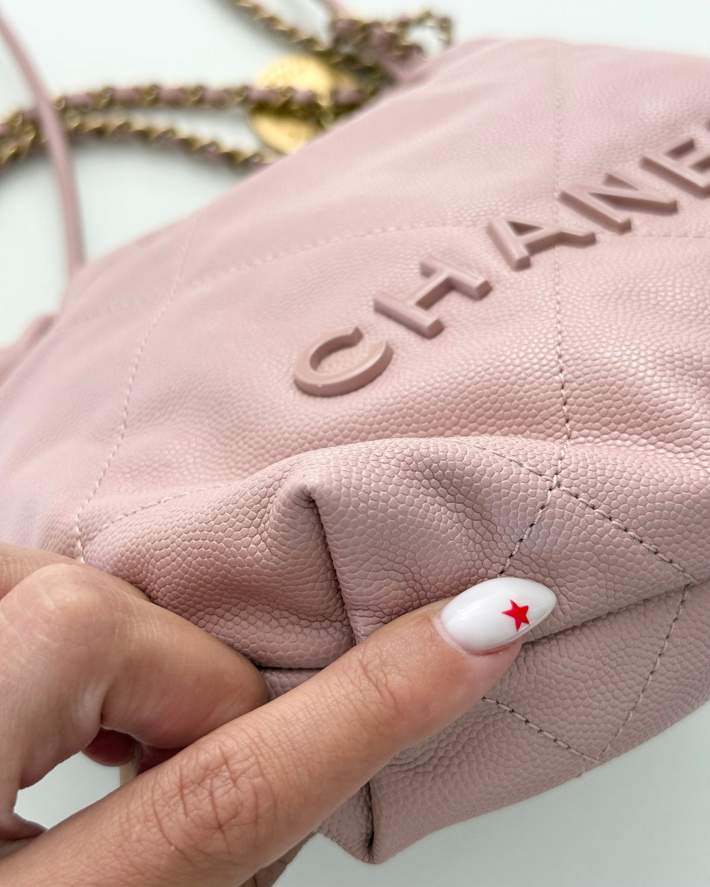 Chanel Light Pink Caviar Mini 22 Bag