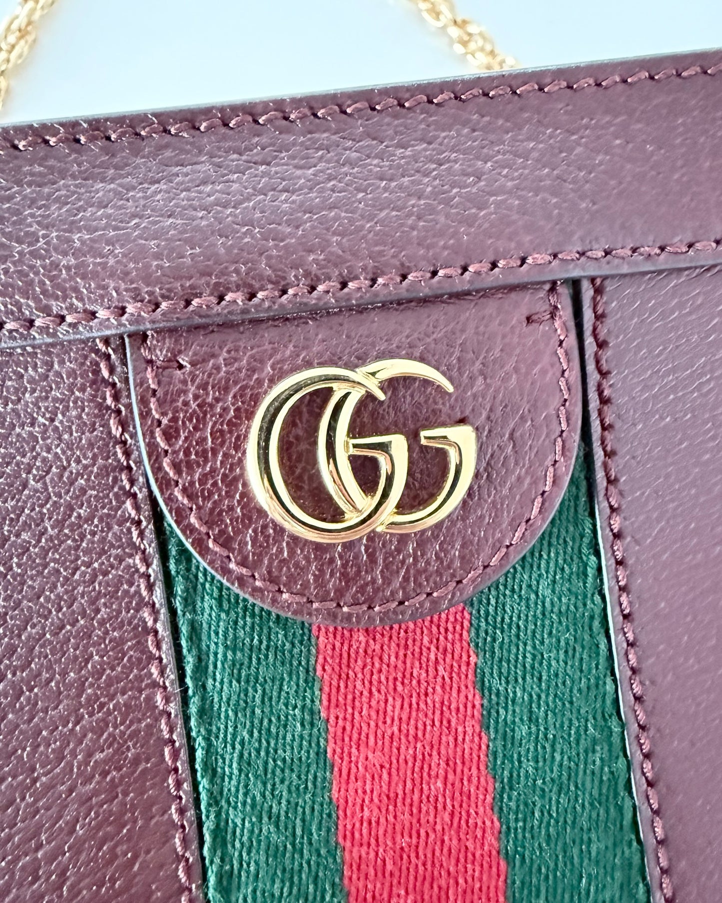 Gucci Burgundy Leather Ophidia Small Shoulder Bag