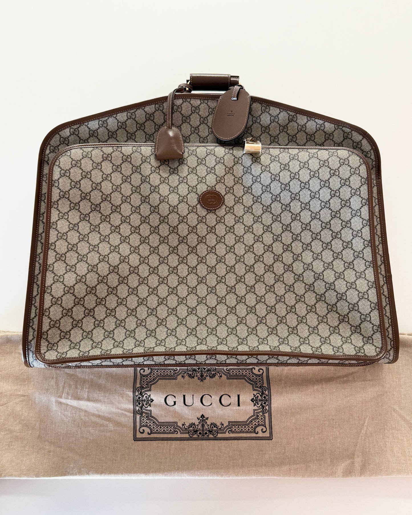 Gucci Beige/Brown Supreme Coated Canvas and Leather Garment Bag