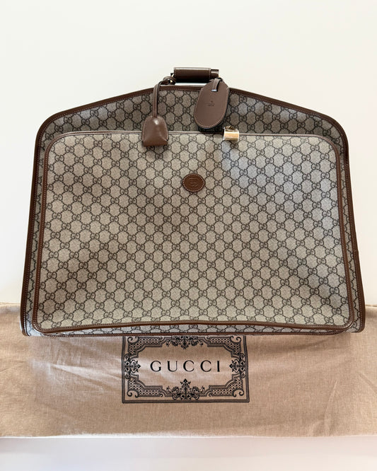 Gucci Beige/Brown Supreme Coated Canvas and Leather Garment Bag