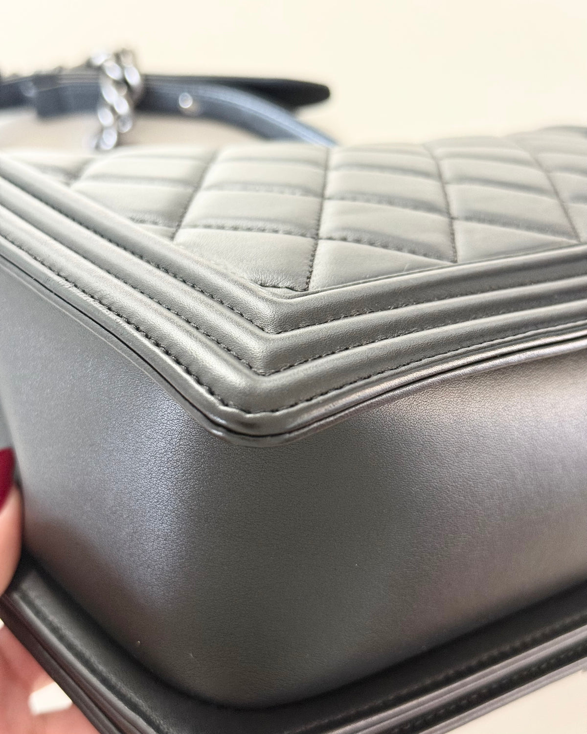 Chanel Black Large Boy Bag with Ruthenium Hardware 19 series from 2014