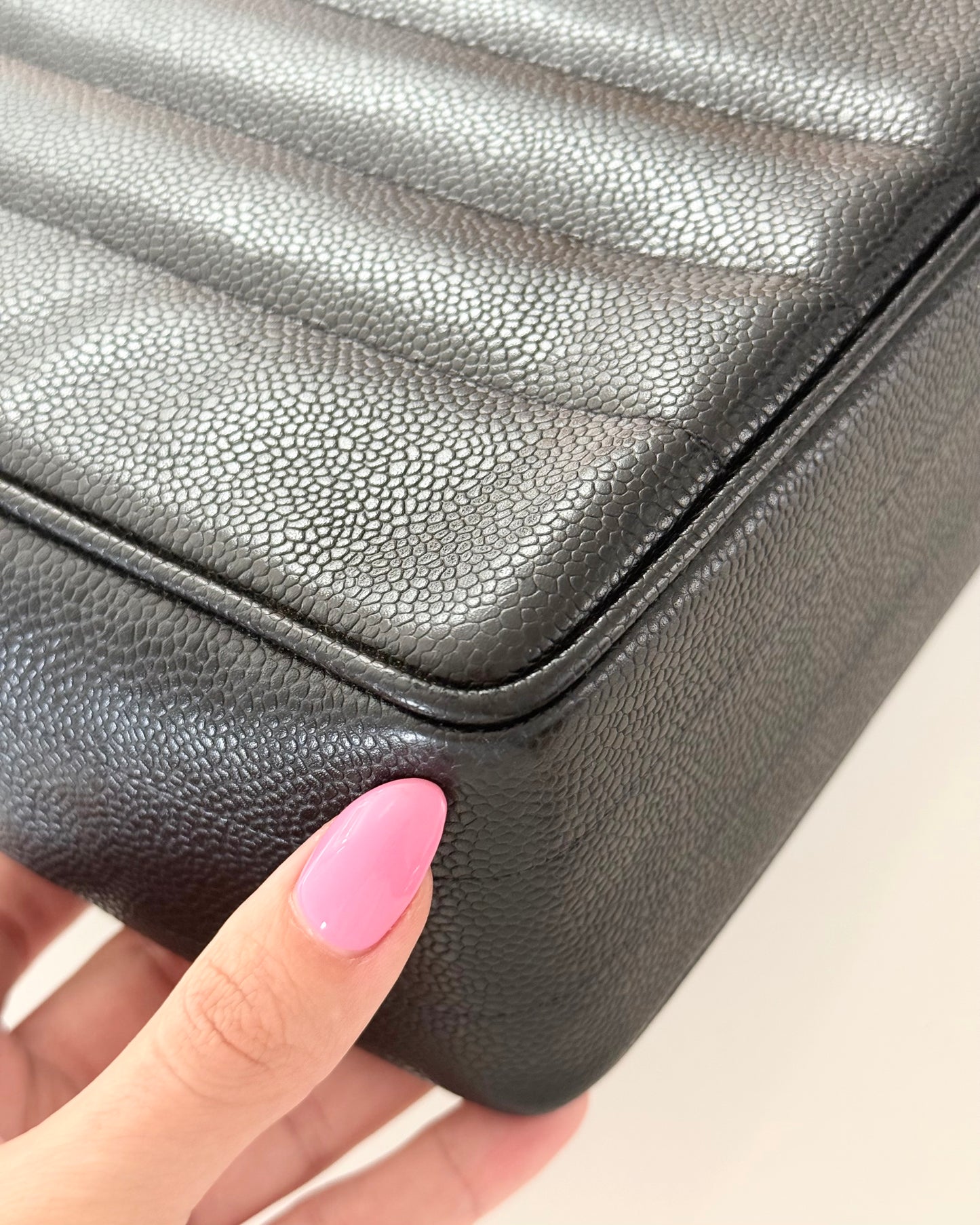 Chanel Vintage Black Caviar Mademoiselle Top Handle Handbag
