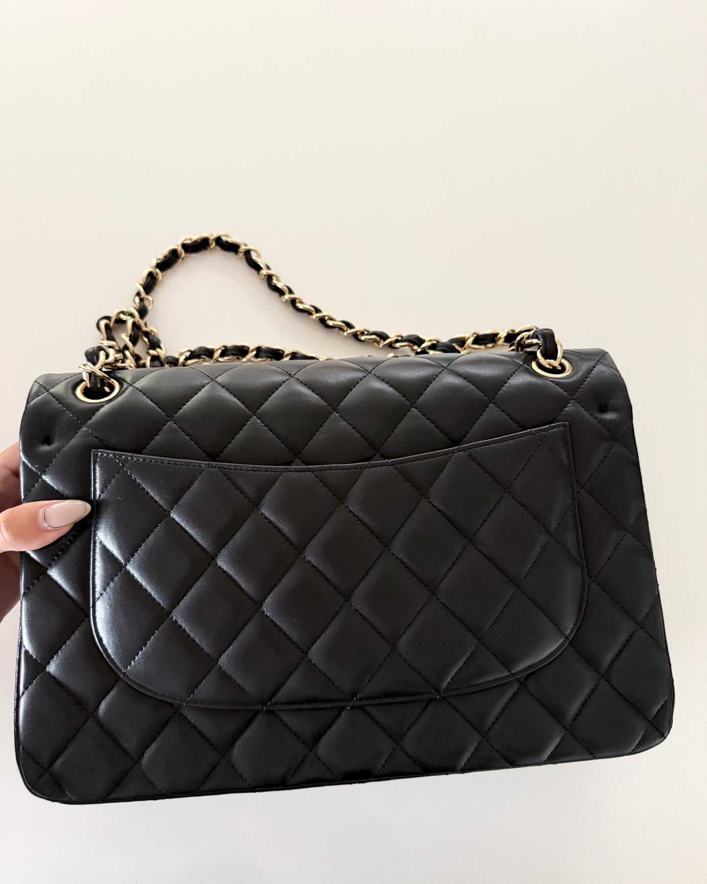 Chanel Black Quilted Lambskin Classic Jumbo
