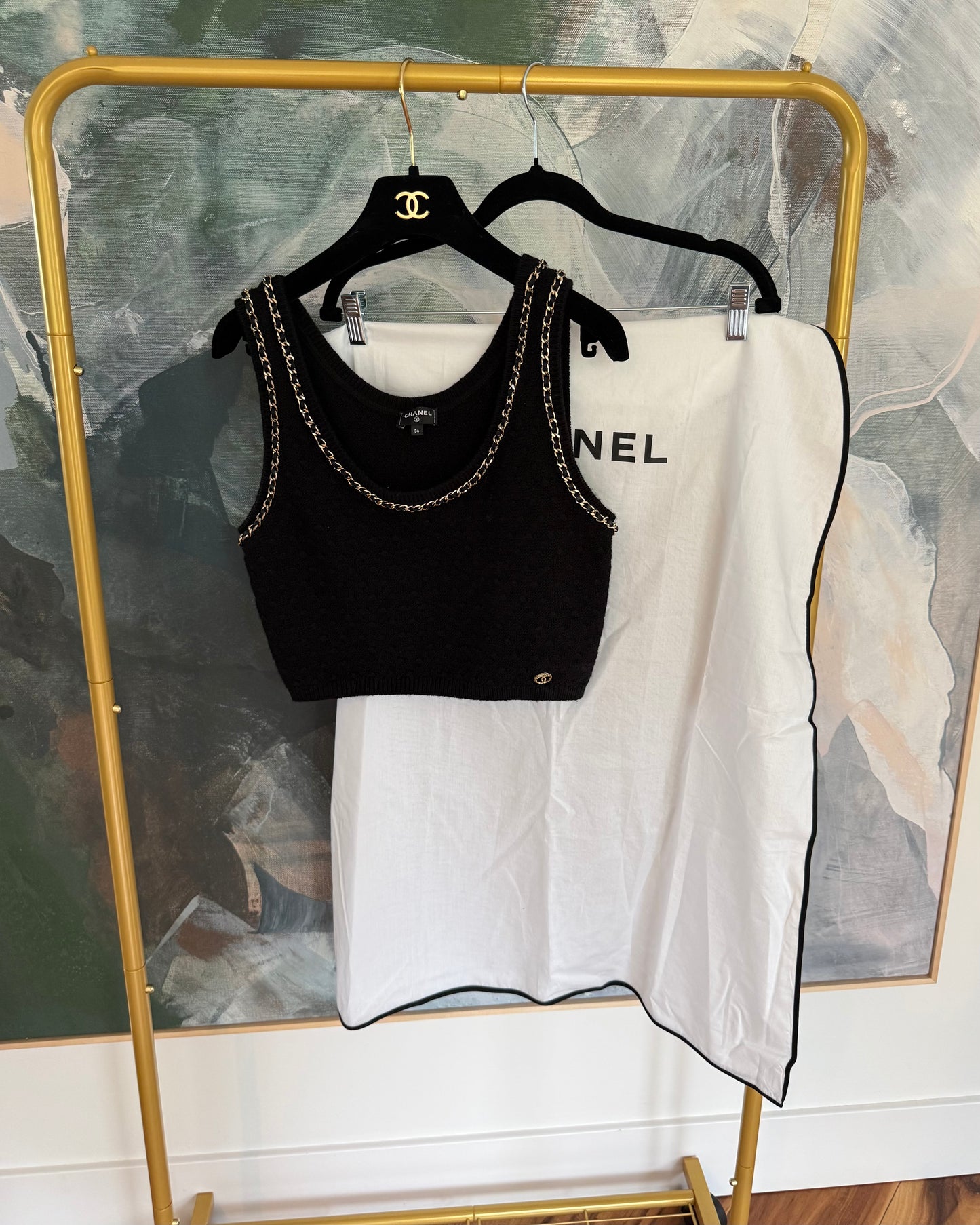 Chanel Black Knit and Chain Detail Tank from 2023 Size 36