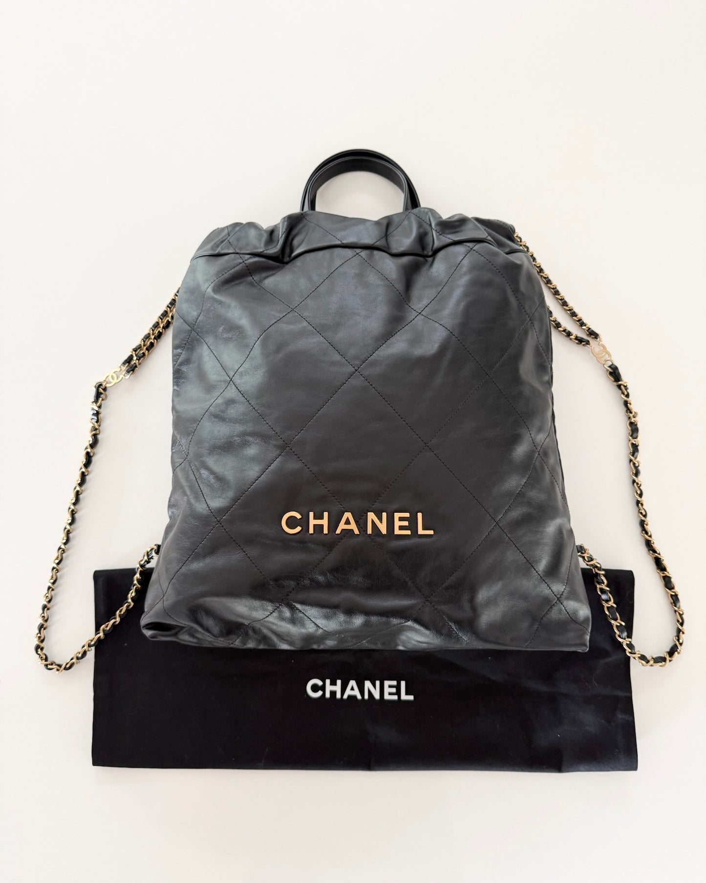 Chanel Black Leather 22 Backpack