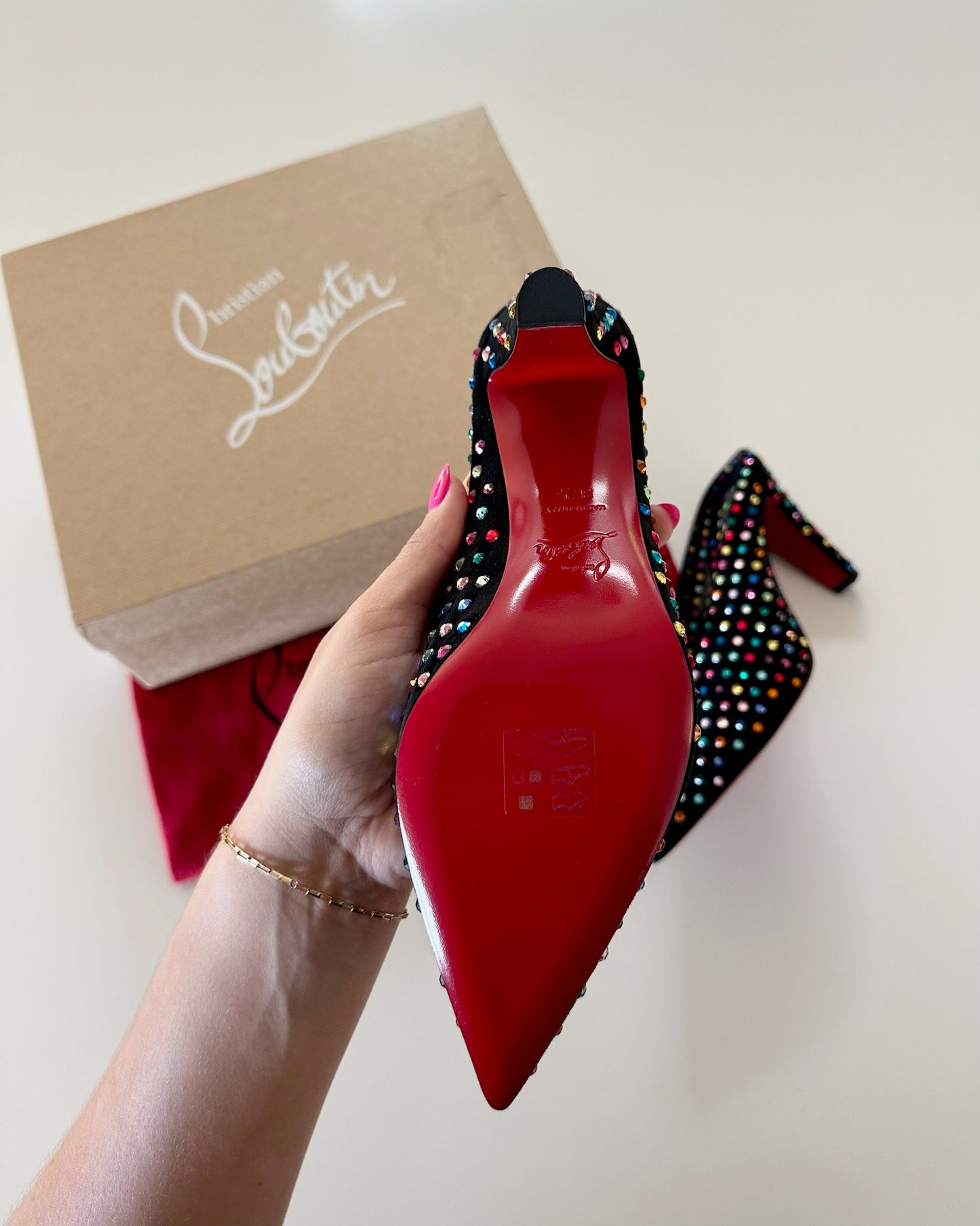 Christian Louboutin Crystal Multicolor Mules Size 37.5