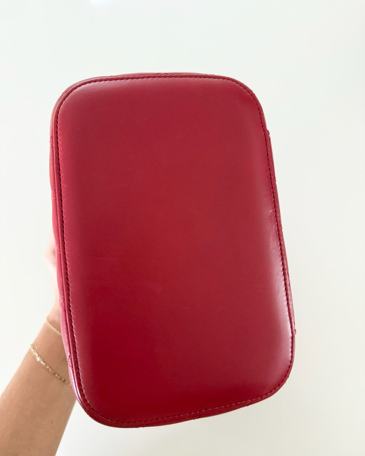 Chanel Red Lambskin Vanity Top Handle