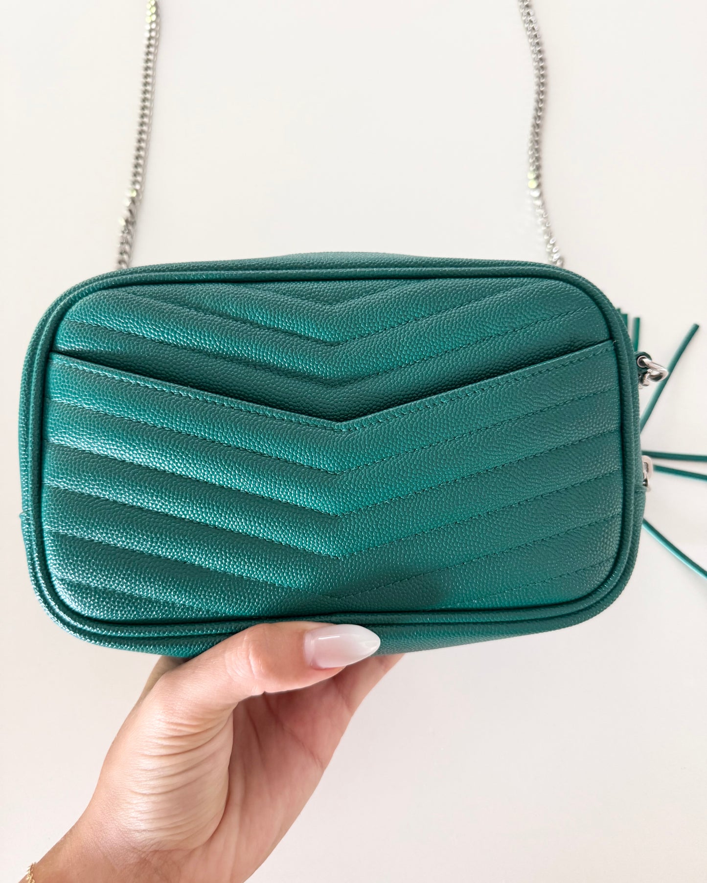 Saint Laurent Green Lou Mini Shoulder Bag